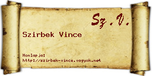Szirbek Vince névjegykártya